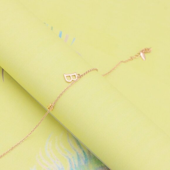 "Rose Gold Chain Bracelet with 'B' Initial Charm and Adjustable Size, XPBL1022 - Picture 4 of 11